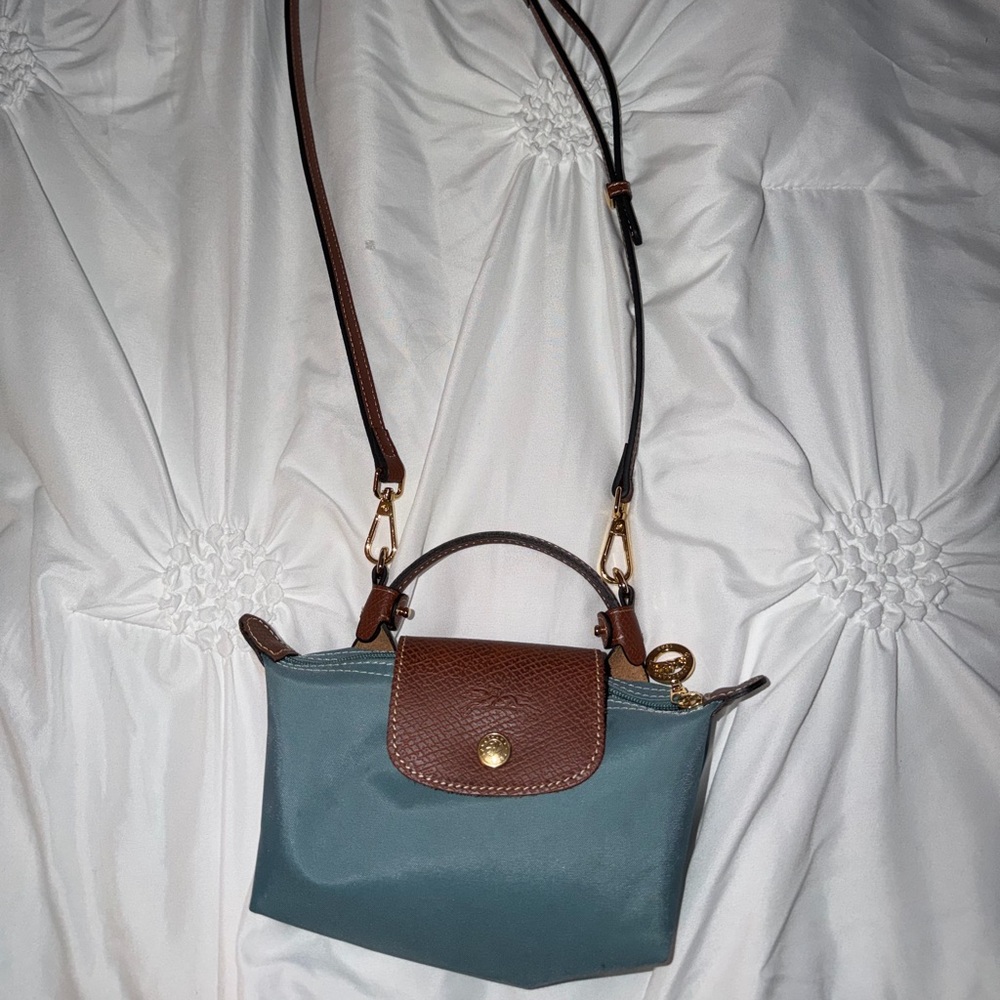 Longchamp Le Pliage Mini Pouch with Leather Strap